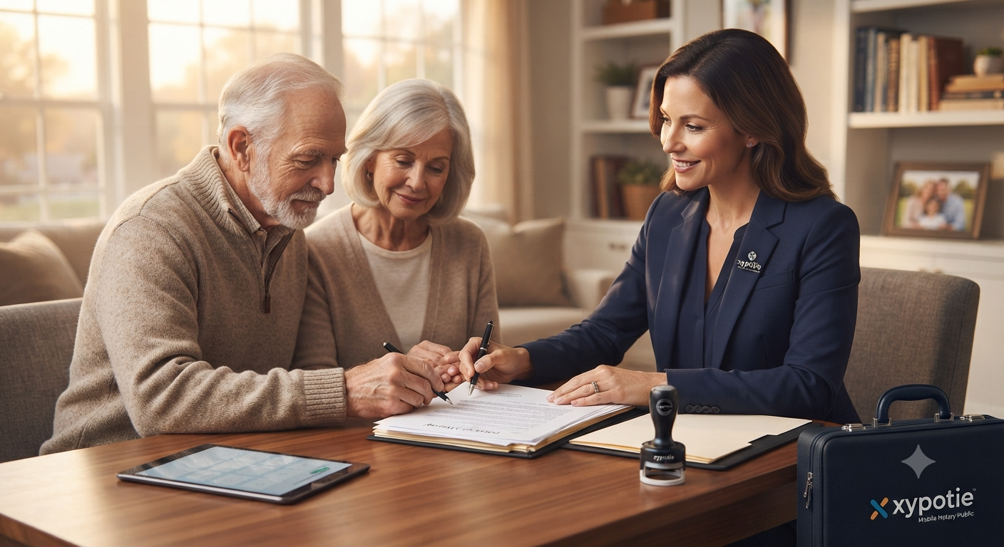 Mobile notary signing documents